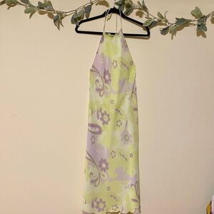 Zara Retro Pastel Open Back Midi Dress